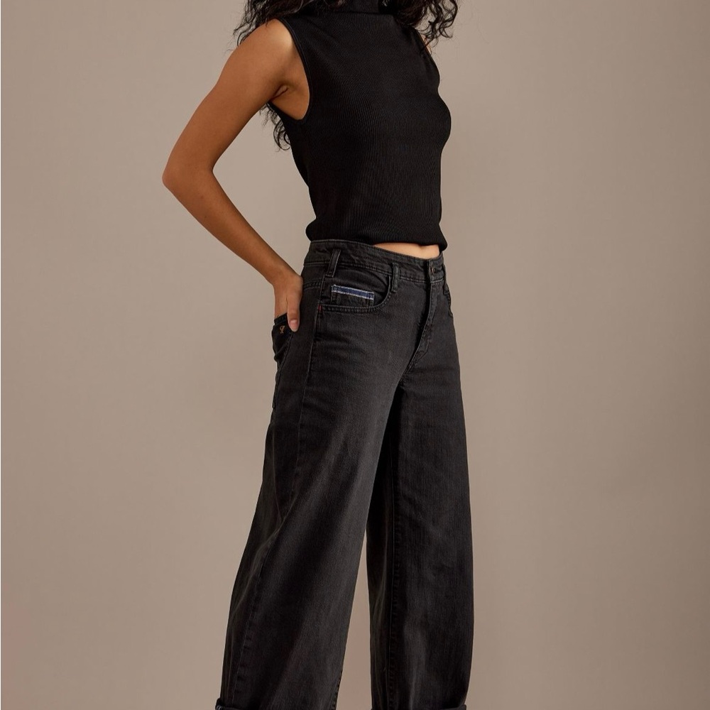 Pilcro Black Wide Leg Flare Jeans
